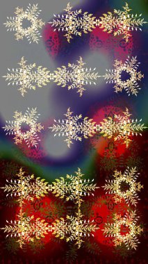 Kar taneleri arka planda. Kış kartı Mutlu Noeller, Yeni Yıl ve Mutlu Tatil Raster çizimleri. Gri, kahverengi ve kırmızı kar tanelerinin olduğu Noel kartı. Gri, kahverengi ve kırmızı renkler..