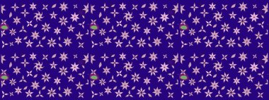 Kumaş desenli papatya çiçeği detayı. Mavi renkte çiçekler.