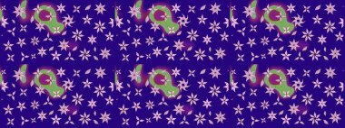 Mavi renkli çiçekler. El çizimi çiçekli soyut çizim kalıbı. Raster illüstrasyonu.