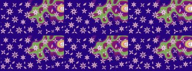 Halk tarzı. Modern çiçek arkaplanı. Moda baskıları için zarif bir şablon. Parlak renkli çiçekleri ve mavi yaprakları olan harika bir çiçek deseni..