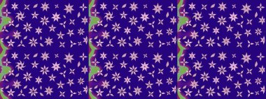 Mavi renklerde. Raster illüstrasyonu. Çiçekli güzel suluboya desen.