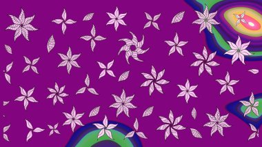 Çocuk stili. Çiçekli eskiz arkaplanı. Renkli Bahar Teması eskiz kalıbı. Düz Çiçek Elementleri Tasarımı.