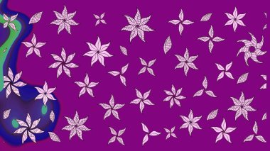 Çiçeksel fantezi tasarımı ve parlak bir arka plan çizimi. Düz Çiçek Elementleri Tasarımı. Renkli Bahar Teması çizim şablonu.