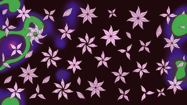 Düz Çiçek Elementleri Tasarımı. Kahverengi renkli çiçekler. Renkli Yaz Temalı eskiz kalıbı. Sevimli çiçek raster deseni.