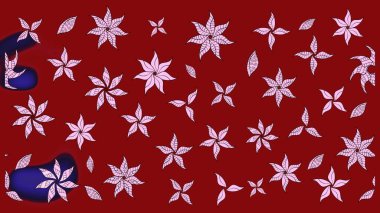 Kırmızı renkte çiçekler. Raster illüstrasyonu. Tropikal çizim çiçek deseni.