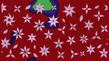 El çizimi. Güzel kumaş deseni. Çiçekler, dallar, bitkiler ve çiçekler. Raster illüstrasyonu.