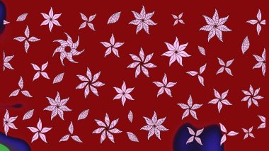 Düz Çiçek Elementleri Tasarımı. Raster illüstrasyonundaki çiçek desenli çizim. Kırmızı renkte çiçekler. Renkli Bahar Teması çizim şablonu.