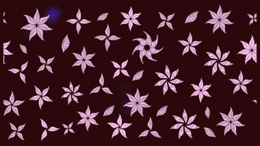 Çiçekli ipek eşarp. El çizimi çiçek unsurları olan soyut çizim raster deseni. Kahverengi üzerine kahverengi. 1950-1960 motifleri. Retro tekstil tasarım koleksiyonu.