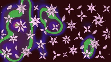 Kahverengi renkli etnik çiçeklerin olduğu zarif bir eskiz modeli. Asya Tekstil 'inde Raster Çiçek İllüstrasyonu.