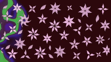 Kahverengi renkli çiçekler. Hediye ambalaj kağıdı, tebrik kartları, posterler ve pankart tasarımı. Raster düz çiçek çizim deseni.