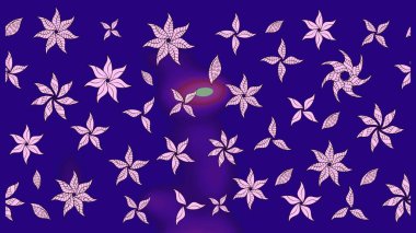 Raster illüstrasyonundaki çiçek desenli çizim. Mavi renkte çiçekler.