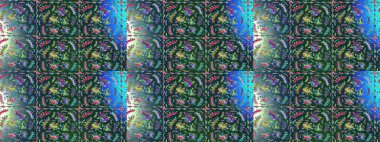 Düz Çiçek Elementleri Tasarımı. Renkli Yaz Temalı eskiz kalıbı. Çiçekli eskiz çizimi. Çiçekler mavi, yeşil ve nötr renklerde.