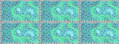 Renkli folklorlu, kelebekli kusursuz desen. Paketleme, kağıt ve kumaş için uygun. Mavi ve yeşil arka planda renkli kelebekler.