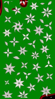 Çok yeşil zarif küçük çiçekler ve yeşil renkli komik böcekler, raster desen, illüstrasyon.