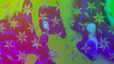 Şatafatlı bahar bahçesi dokusu. Çiçek deseni. Yeşil renkli çiçekler. Yeşil renkte çiçek çizimi. Raster illüstrasyonu.