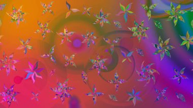 Çiçekli karalama şeklinde Raster çiçek deseni. Kahverengi renkli çiçekler. Nazik, sevimli çiçek arkaplanı..