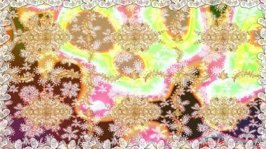 Tarafsız renklerde altın elementler. Kusursuz raster arka plan. Şık bir grafik desen. Çiçek deseni. Duvar kâğıdı barok, İspanyol kumaşı.