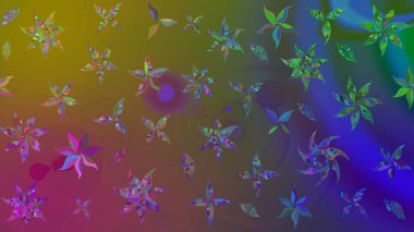 Düz Çiçek Elementleri Tasarımı. Süslü kumaş deseni. Renkli Bahar Teması eskiz kalıbı. Raster illüstrasyonunda çiçek deseni çizimi.