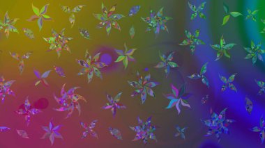 Kahverengi renkli çiçekler. Renkli Yaz Temalı eskiz kalıbı. Düz Çiçek Elementleri Tasarımı. Raster illüstrasyonunda çiçek deseni çizimi.