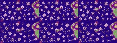 Çiçek desenli raster, mavi çizgi grafik desenli soyut raster arkaplan. Modern stil dokusu.