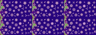 Mavi renklerde. Raster illüstrasyonu. Çiçekli güzel suluboya desen.