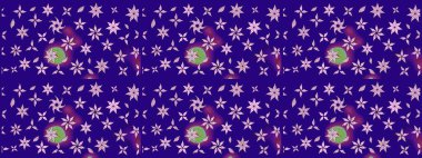 Mavi renkli çiçekler. Raster illüstrasyonu. Çizim çiçek deseni duvar kağıdı için kullanılabilir.