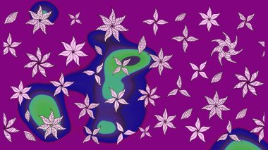 Düz Çiçek Elementleri Tasarımı. Mor renkli çiçekler. Renkli Bahar Teması eskiz kalıbı. Çiçekle çizim deseni.