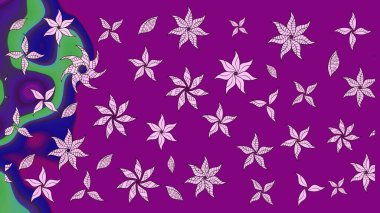 Mor renkli Asya tekstili. Raster illüstrasyonu. Suluboya çiçekli çiçek deseni.