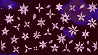 Çiçekler. Vadinin çiçekleri kahverengi renklerde. Soyut etnik raster çizim kalıbı.