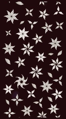 Kahverengi üzerine kahverengi. Çiçekli ipek eşarp. El çizimi çiçek unsurları olan soyut çizim raster deseni. Retro tekstil tasarım koleksiyonu. 1950 'ler-1960' lar motifleri.