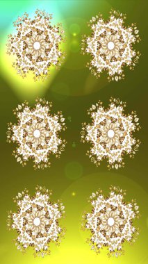 Yüzey için tekrarlanan doku, ambalaj kağıdı, altın rengi kar tanesi. Kış kar taneleri, raster arka plan.