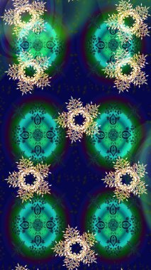 Raster illüstrasyonu. Çiçeklerle suluboya desenli çiçek deseni. Mavi renkte güzel tekstil.