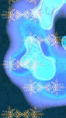 Kış kar tanesi, raster arka plan. Raster illüstrasyonu. Yüzey için tekrarlanan doku, ambalaj kağıdı, mavi, nötr ve gri renkler. Renkli arka planda izole edilmiş güzel kar taneleri.