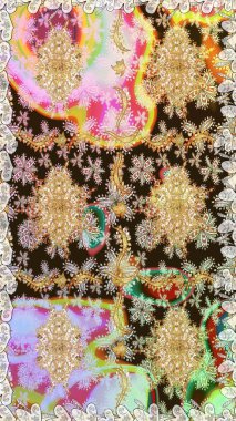 Tarafsız renklerde ve altın elementlerle geleneksel klasik altın raster deseni. Barok tarzında kusursuz bir doğulu süsü..