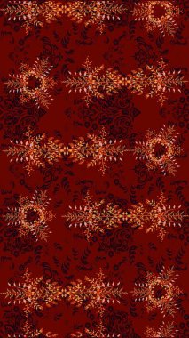 Soyut kar taneleri arkaplanda izole edilmiş düz dizayn. Raster illüstrasyonu. Kar tanesi rengarenk desen. Raster kar taneleri arka planda. Kar taneleri deseni.