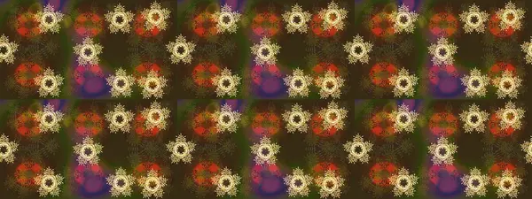 Çiçek ve yapraklı karalama şeklinde Raster çiçek deseni. Kahverengi renklerde bahar çiçekleri. Raster illüstrasyonu.