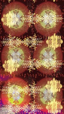 Kahverengi, nötr ve sarı renkli kristal kar tanesi. Raster illüstrasyonu.