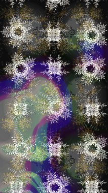 Yeni yıl kar tanesi. Düz kar karalama ikonları, yılbaşı afişi için kar taneleri silueti, kartlar. Gri, nötr ve yeşil renkler üzerine şirin soyut kar tanesi raster tasarımı.