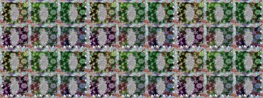 Kusursuz çiçek deseni. Raster illüstrasyonu. Tarafsız renklerde Asyalı tekstil.