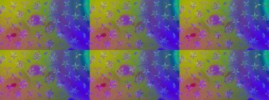 Raster illüstrasyonundaki çiçek desenli çizim. Süslü kumaş deseni. Düz Çiçek Elementleri Tasarımı. Renkli Bahar Teması çizim şablonu.