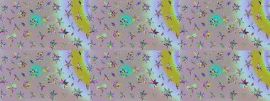 Küçük çiçekteki sevimli çiçek deseni. Güzel karalamalı çiçek desenli çizim. Güzel kumaş deseni. Raster illüstrasyonu.