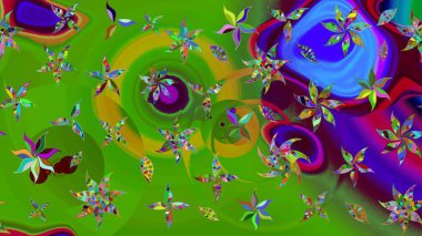 Modern gelişim yeşil raster arka plan duvar kâğıdı illüstrasyonu klasik çizgili, desenli desenli çiçekler, çiçekli süsler. Çiçekli el çizimi çizimi deseni.