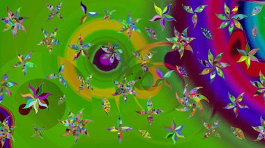 Raster illüstrasyonu. Yeşil yapraklı yabani çiçekler. Eskiz arkaplan modeli. Suluboya, elle çizilmiş.