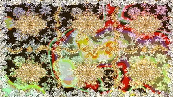 Düz elle çizilmiş klasik koleksiyon. Raster altın pürüzsüz desen. Arkaplan, kumaş, altın duvar kağıdı. Altın elementlerle nötr renklerde altın desen.