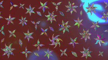 Kahverengi renkli güzel bir tekstil. Raster illüstrasyonu. Suluboya çiçekli çiçek deseni.