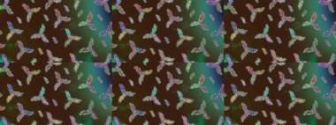 Raster illüstrasyonu. Güzel kar tanesi. Renkli arka planda izole tatlı kar taneleri. Soyut kış kahverengi, yeşil ve mavi süs. Yuvarlak raster kar tanesi.