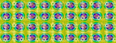 Klasik çiçek tasarımı elementleri. Sarı, yeşil ve mavi kıvırcık çiçekler sarı, yeşil ve mavi renklerde şekillenir. Raster illüstrasyonu.