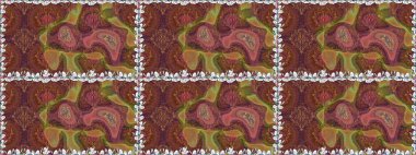 Çiçeklerle kusursuz desen. Suluboya çizimi. Kahverengi renkli çiçekler. El çizimi.