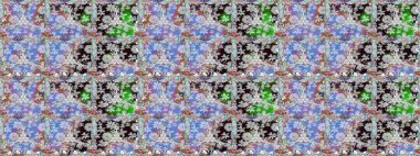 Raster Illustrasyon 'da moda olmayan çiçek deseni. Renkli Yaz Temalı Kusursuz Arkaplan. Düz Çiçek Elementleri Tasarımı. Güzel kumaş deseni.