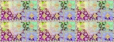 Tekrarlayan elementlerle soyut arkaplan oluşturun. Tarafsız renklerde altın rengi ve altın elementler üzerinde altın pürüzsüz desen. Raster illüstrasyonu. Kusursuz, klasik altın desen..